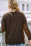 Ribbed Exposed Seam Dropped Shoulder Blouse - Trendsi - Flyclothing LLC