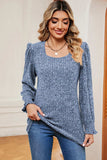 Square Neck Flounce Sleeve T-Shirt - Trendsi - Flyclothing LLC