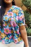 Petal Dew Full Size Floral V-Neck Tie Detail Blouse - Trendsi - Flyclothing LLC
