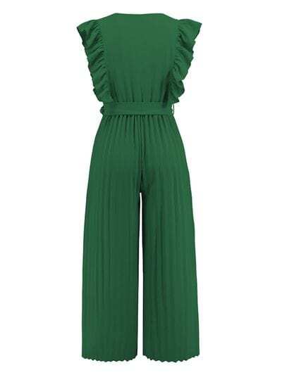 Ruffled Surplice Cap Sleeve Jumpsuit - Trendsi - Flyclothing LLC