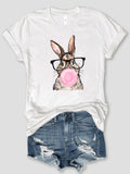 Rabbit Round Neck Short Sleeve T-Shirt - Trendsi - Flyclothing LLC