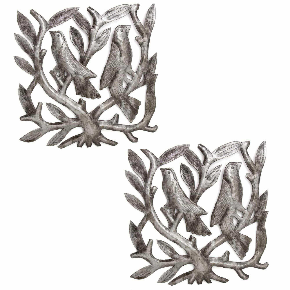 Pair of Square Tree of Life Haitian Steel Drum Wall Art - Haitian Artisans - Flyclothing LLC