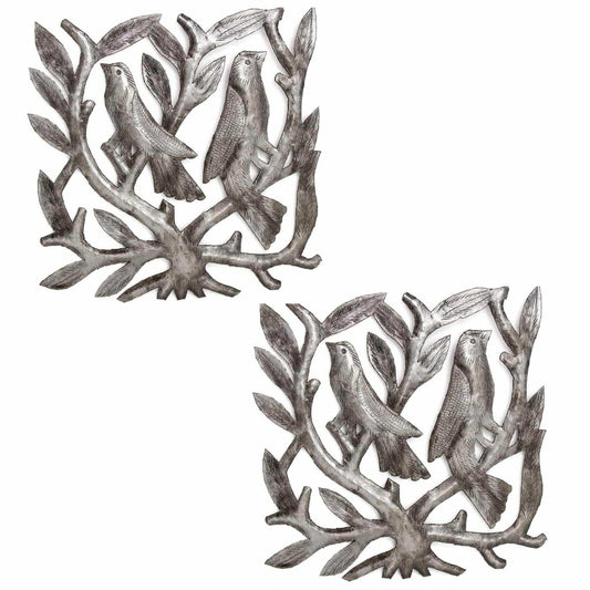 Pair of Square Tree of Life Haitian Steel Drum Wall Art - Haitian Artisans - Flyclothing LLC