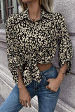 Leopard Roll-Tap Sleeve Shirt - Trendsi - Flyclothing LLC