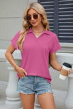 Johnny Collar Short Sleeve Blouse - Trendsi - Flyclothing LLC
