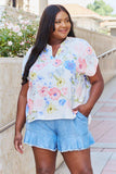 White Birch One And Only Full Size Short Sleve Floral Print Top - Trendsi - Flyclothing LLC