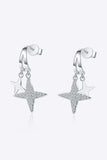Moissanite Star Rhodium-Plated Drop Earrings - Trendsi - Flyclothing LLC