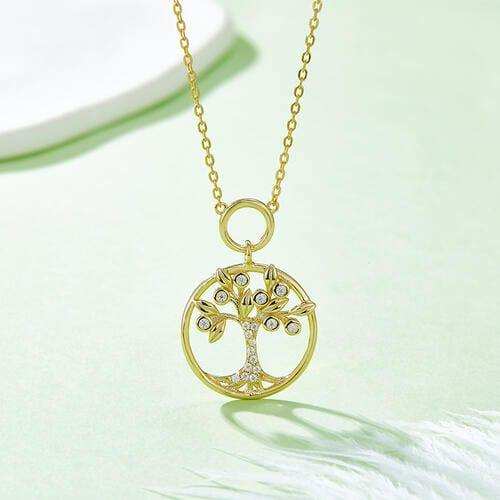Moissanite 925 Sterling Silver Tree Of Life Pendant Necklace - Trendsi - Flyclothing LLC