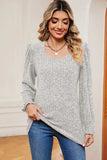 Square Neck Flounce Sleeve T-Shirt - Trendsi - Flyclothing LLC