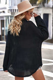 Waffle-knit Collared Neck Dropped Shoulder Shirt - Trendsi - Flyclothing LLC