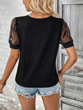 Bow Pattern V-Neck Short Sleeve T-Shirt - Trendsi - Flyclothing LLC