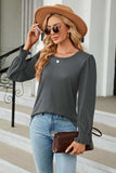 Round Neck Smocked Flounce Sleeve Blouse - Trendsi - Flyclothing LLC