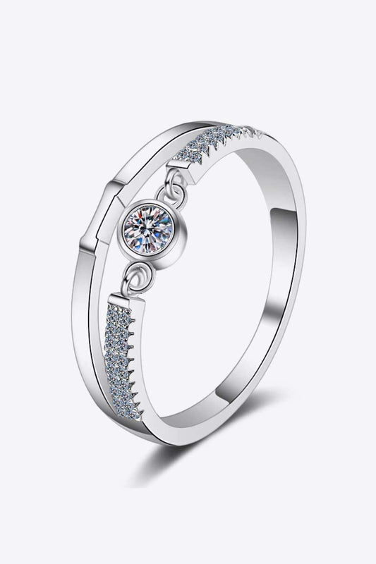 Moissanite Cutout Rhodium-Plated Ring - Trendsi - Flyclothing LLC