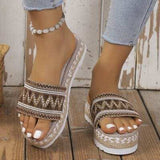 Geometric Weave Platform Sandals - Trendsi - Flyclothing LLC