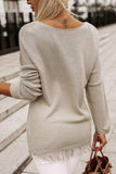 Fringe Trim V-Neck Pullover Sweater - Trendsi - Flyclothing LLC