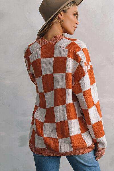 Plaid Open Front Dropped Shoulder Cardigan - Trendsi - Flyclothing LLC