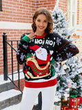 Santa Round Neck Long Sleeve Sweater - Trendsi - Flyclothing LLC