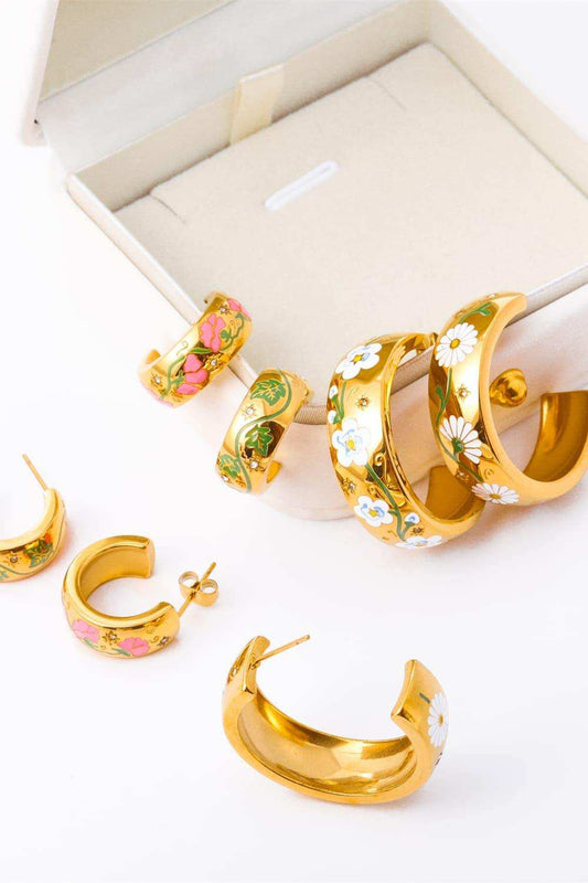 Stainless Steel 18K Gold Plated Ring Shape C-Hoop Earrings - Trendsi - Flyclothing LLC