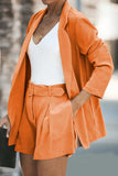 Longline Blazer and Shorts Set with Pockets - Trendsi - Flyclothing LLC