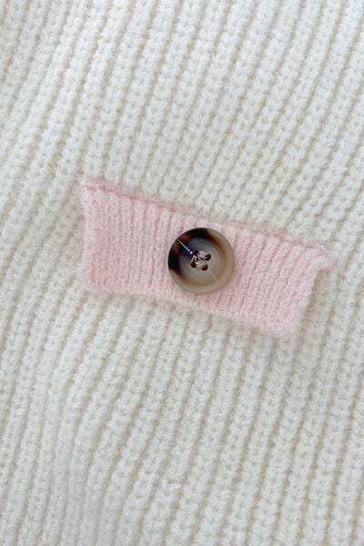 Contrast Trim Button Up Dropped Shoulder Cardigan - Trendsi - Flyclothing LLC