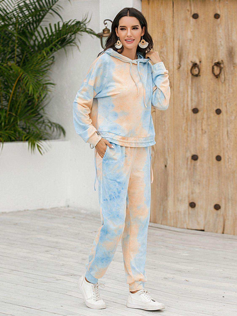 Tie-Dye Hoodie and Pants Set - Trendsi - Flyclothing LLC