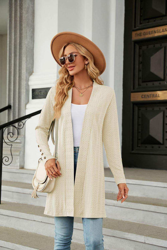 Long Sleeve Open Front Cardigan - Trendsi - Flyclothing LLC