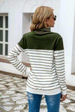 Striped Contrast Turtleneck Sweater - Trendsi - Flyclothing LLC