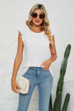 Smocked Round Neck Eyelet Top - Trendsi - Flyclothing LLC