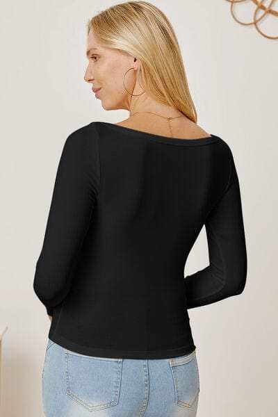 Square Neck Long Sleeve T-Shirt - Trendsi - Flyclothing LLC