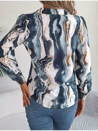 Printed Button Up Long Sleeve Shirt - Trendsi - Flyclothing LLC