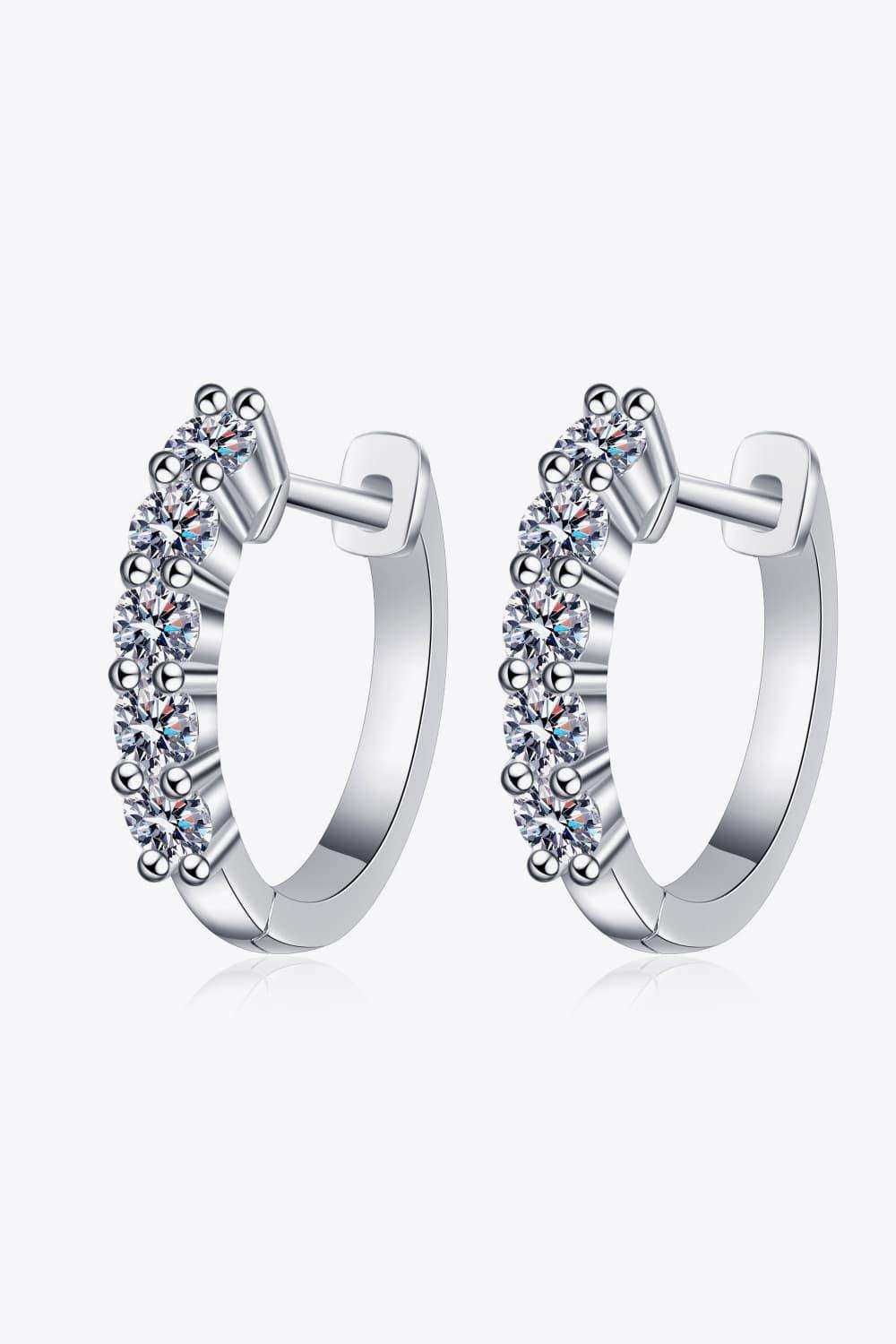 1 Carat Moissanite Hoop Earrings - Trendsi - Flyclothing LLC