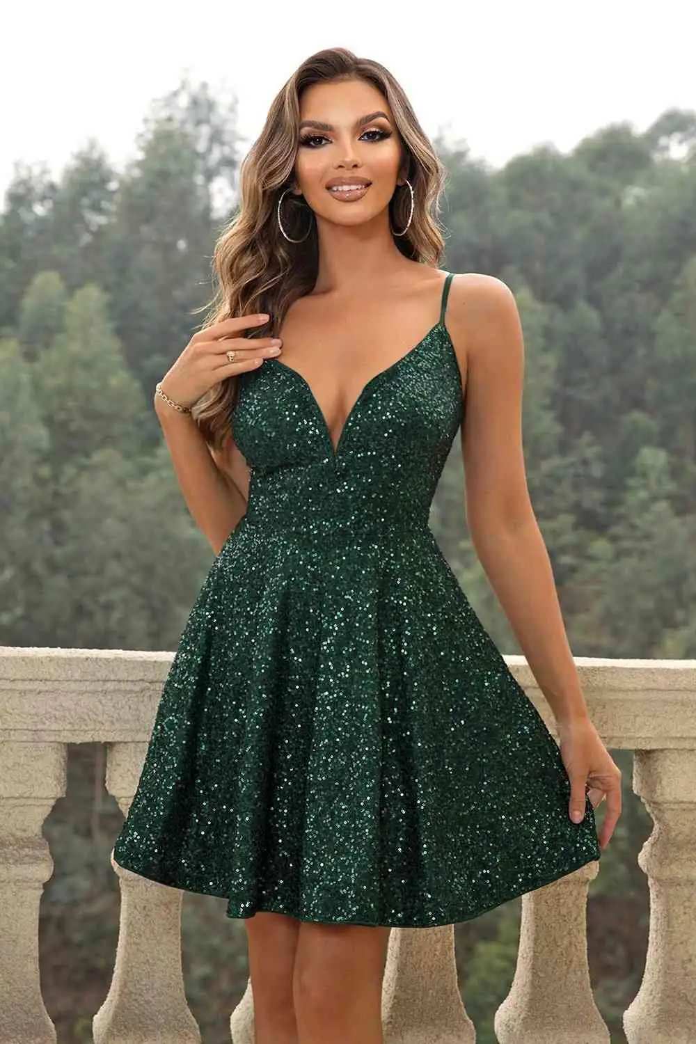 Sequin Spaghetti Strap Dress - Trendsi - Flyclothing LLC