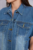 Pocketed Button Up Short Sleeve Denim Top - Trendsi - Flyclothing LLC