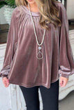 Ruched Round Neck Raglan Sleeve Blouse - Trendsi - Flyclothing LLC