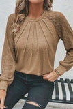 Heathered Round Neck Long Sleeve T-Shirt - Trendsi - Flyclothing LLC