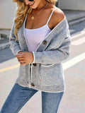 Button Down V-Neck Cardigan with Pockets - Trendsi - Flyclothing LLC