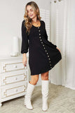 Double Take Scoop Neck Empire Waist Long Sleeve Dress - Trendsi - Flyclothing LLC