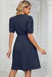 V-Neck Puff Sleeve Dress - Trendsi - Flyclothing LLC