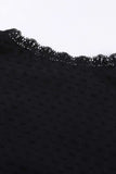 Plus Size Swiss Dot Spliced Lace V-Neck Blouse - Trendsi - Flyclothing LLC