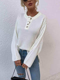 Quarter-Button Slit Sweater - Trendsi - Flyclothing LLC