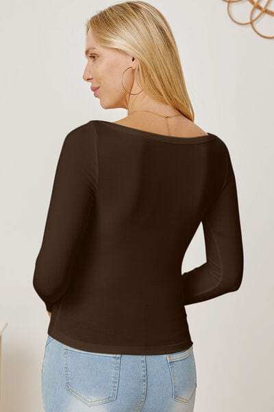 Square Neck Long Sleeve T-Shirt - Trendsi - Flyclothing LLC