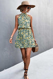 Floral Tied Sleeveless Mini Dress - Trendsi - Flyclothing LLC