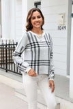 Printed Round Neck Dropped Shoulder Sweater - Trendsi - Flyclothing LLC