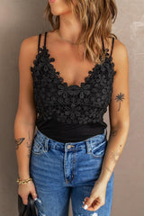 Lace Double Spaghetti Strap Cami Top - Flyclothing LLC