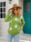 Star Round Neck Dropped Shoulder Sweater - Trendsi - Flyclothing LLC