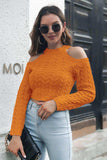 Cable-Knit Cold-Shoulder Sweater - Trendsi - Flyclothing LLC