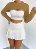Distressed Long Sleeve Cropped Sweater - Trendsi - Flyclothing LLC