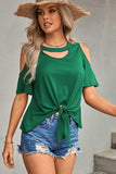 Tied Cutout Cold-Shoulder Top - Trendsi - Flyclothing LLC