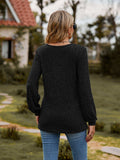 Round Neck Button-Down Long Sleeve Tee - Trendsi - Flyclothing LLC