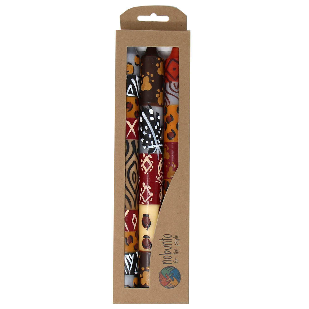 Set of Three Boxed Tall Hand-Painted Candles - Uzima Design - Nobunto - Nobunto - Flyclothing LLC